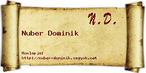 Nuber Dominik névjegykártya